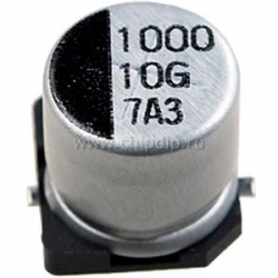 ECAP SMD, 1000 мкФ, 10В, Конденсатор электролитический алюминиевый SMD